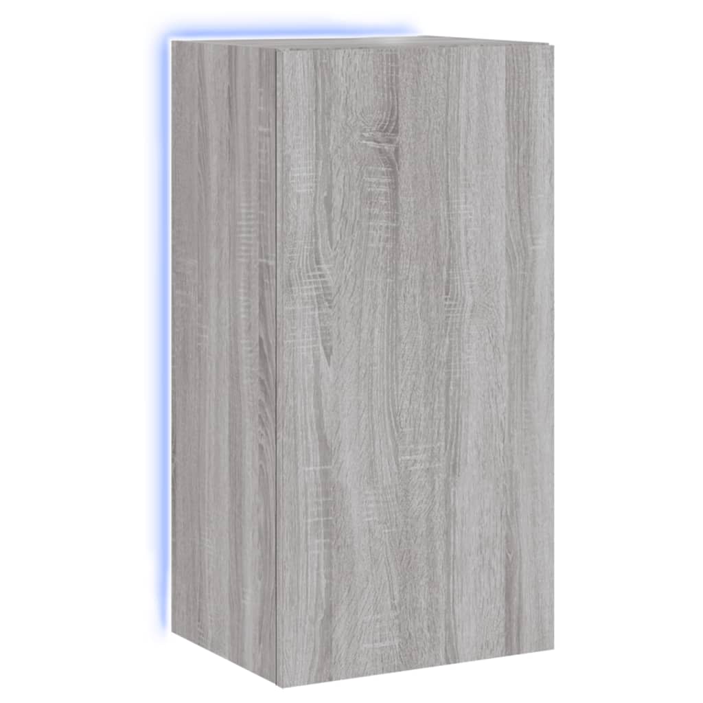 TV-Wandschrank mit LED-Leuchten Grau Sonoma 40,5x35x80 cm