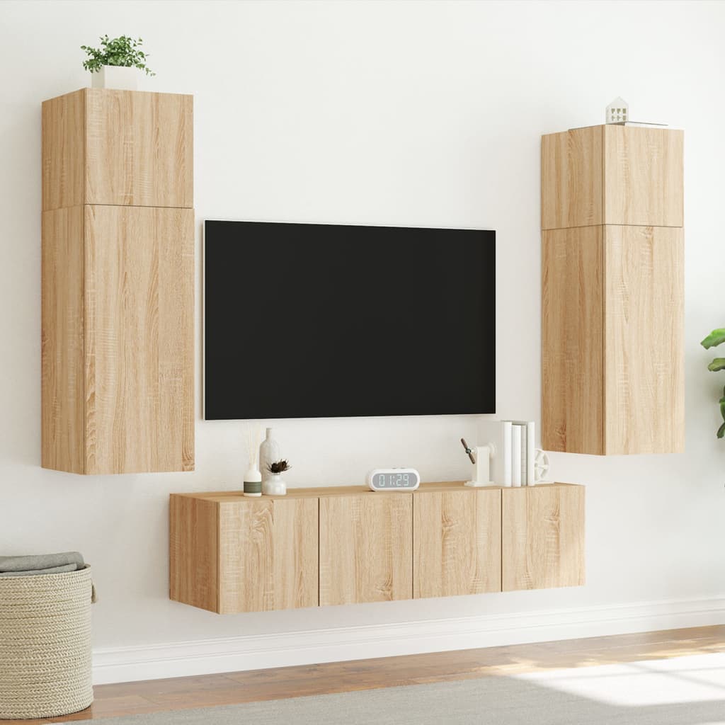 TV-Wandschrank mit LED-Leuchten Sonoma-Eiche 60x35x31 cm