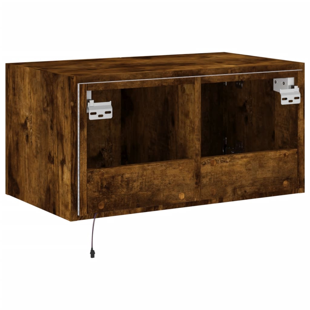 TV-Wandschrank mit LED-Leuchten Räuchereiche 60x35x31 cm