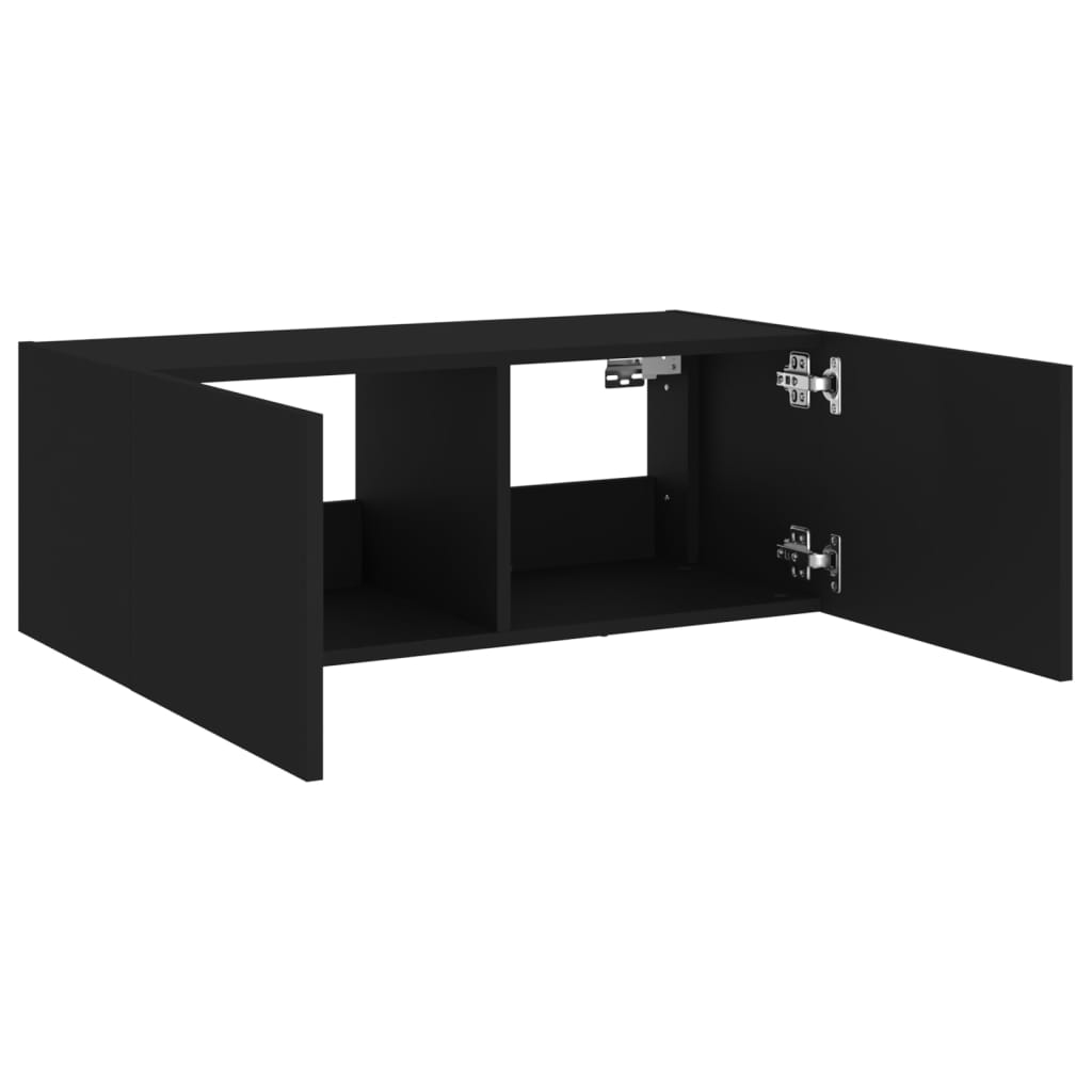 TV-Wandschrank mit LED-Leuchten Schwarz 80x35x31 cm