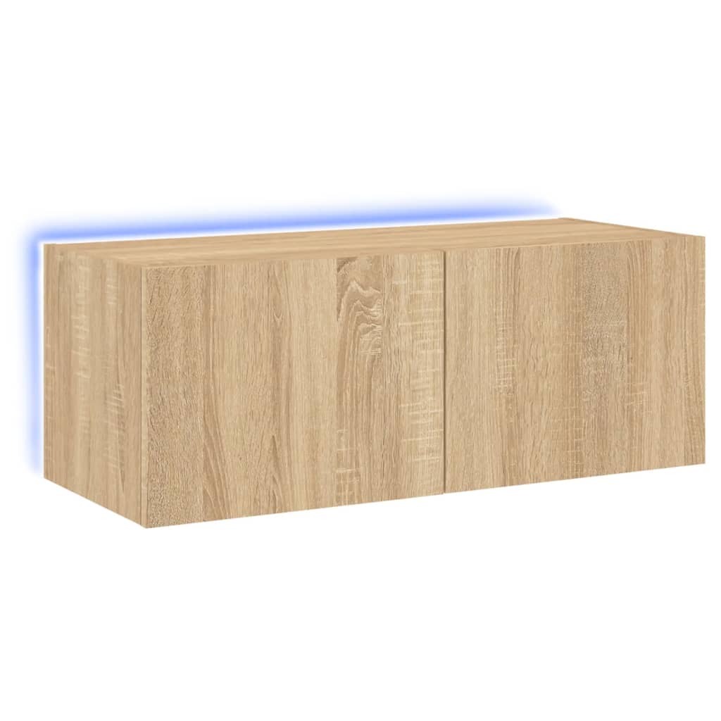 TV-Wandschrank mit LED-Leuchten Sonoma-Eiche 80x35x31 cm