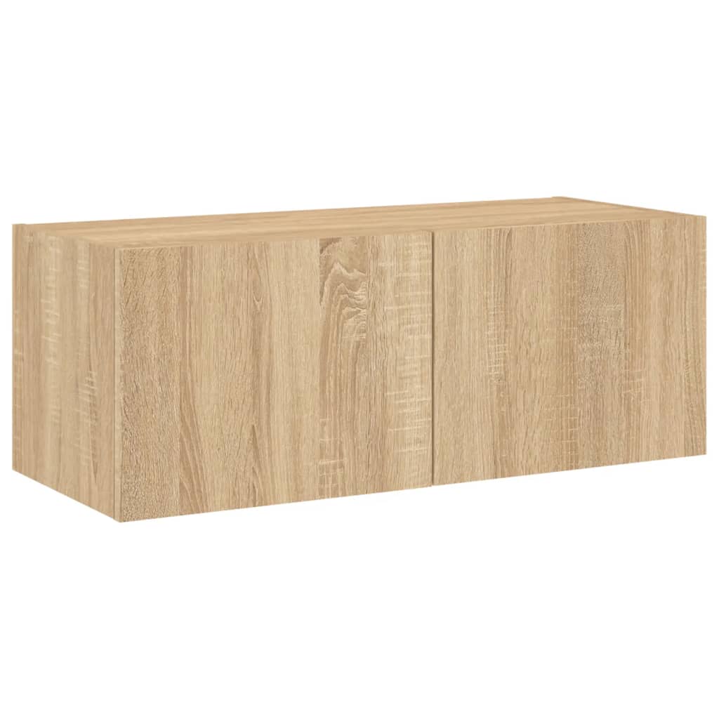 TV-Wandschrank mit LED-Leuchten Sonoma-Eiche 80x35x31 cm