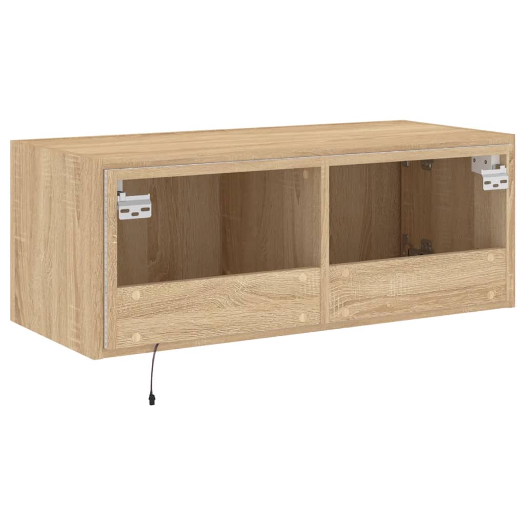 TV-Wandschrank mit LED-Leuchten Sonoma-Eiche 80x35x31 cm