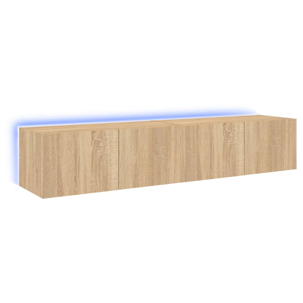 Meubles TV muraux avec lumières LED 2 pcs. Chêne Sonoma 80x35x31cm