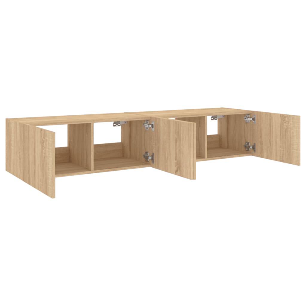 Meubles TV muraux avec lumières LED 2 pcs. Chêne Sonoma 80x35x31cm