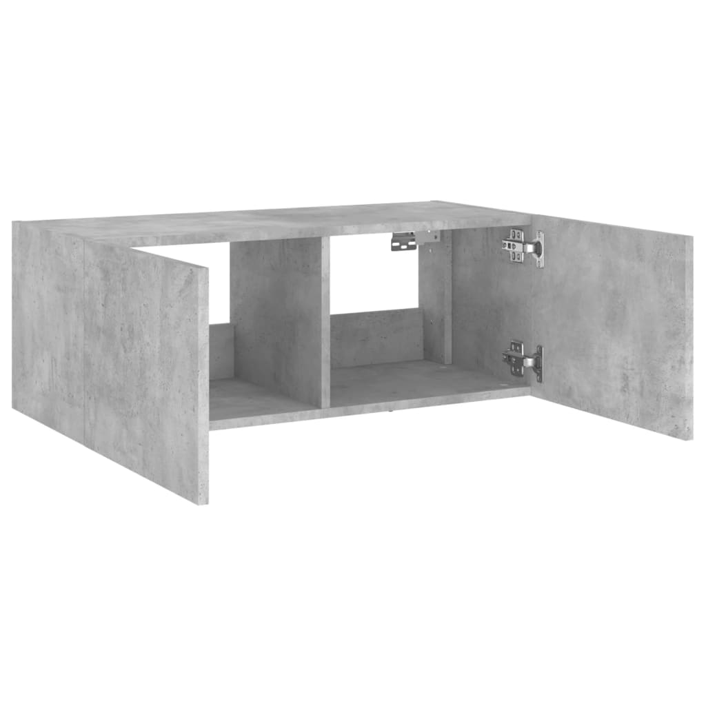 TV-Wandschrank mit LED-Leuchten Betongrau 80x35x31 cm