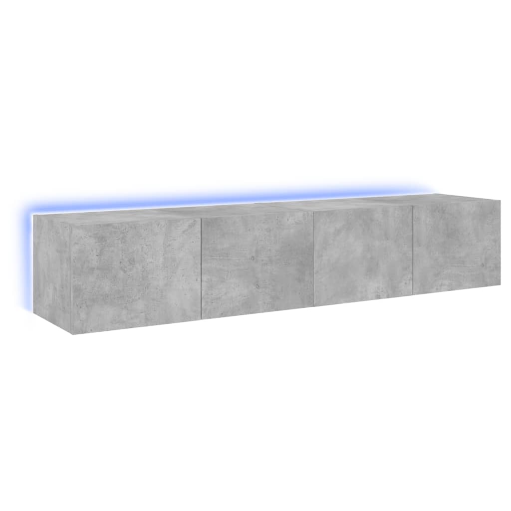 Armoires TV murales avec lumières LED 2 pcs gris béton 80x35x31 cm