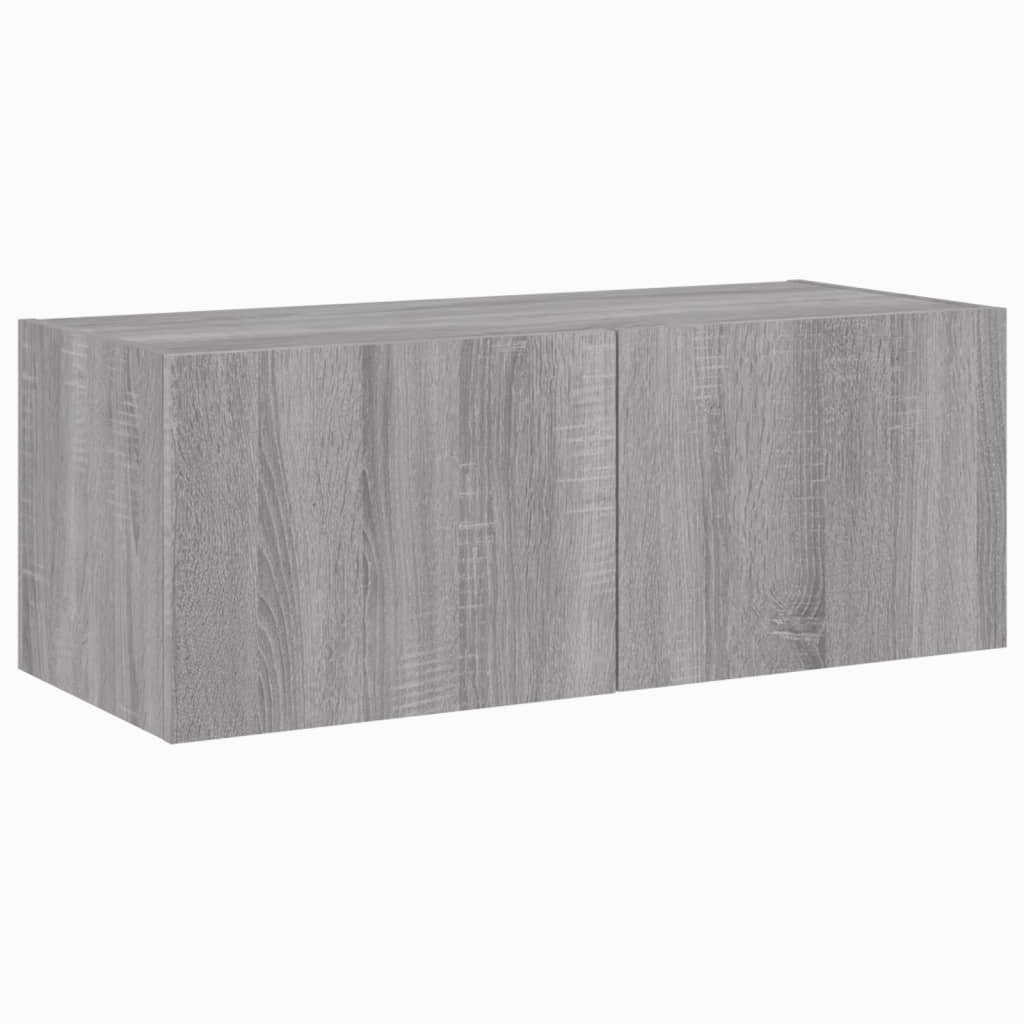 TV-Wandschrank mit LED-Leuchten Grau Sonoma 80x35x31 cm