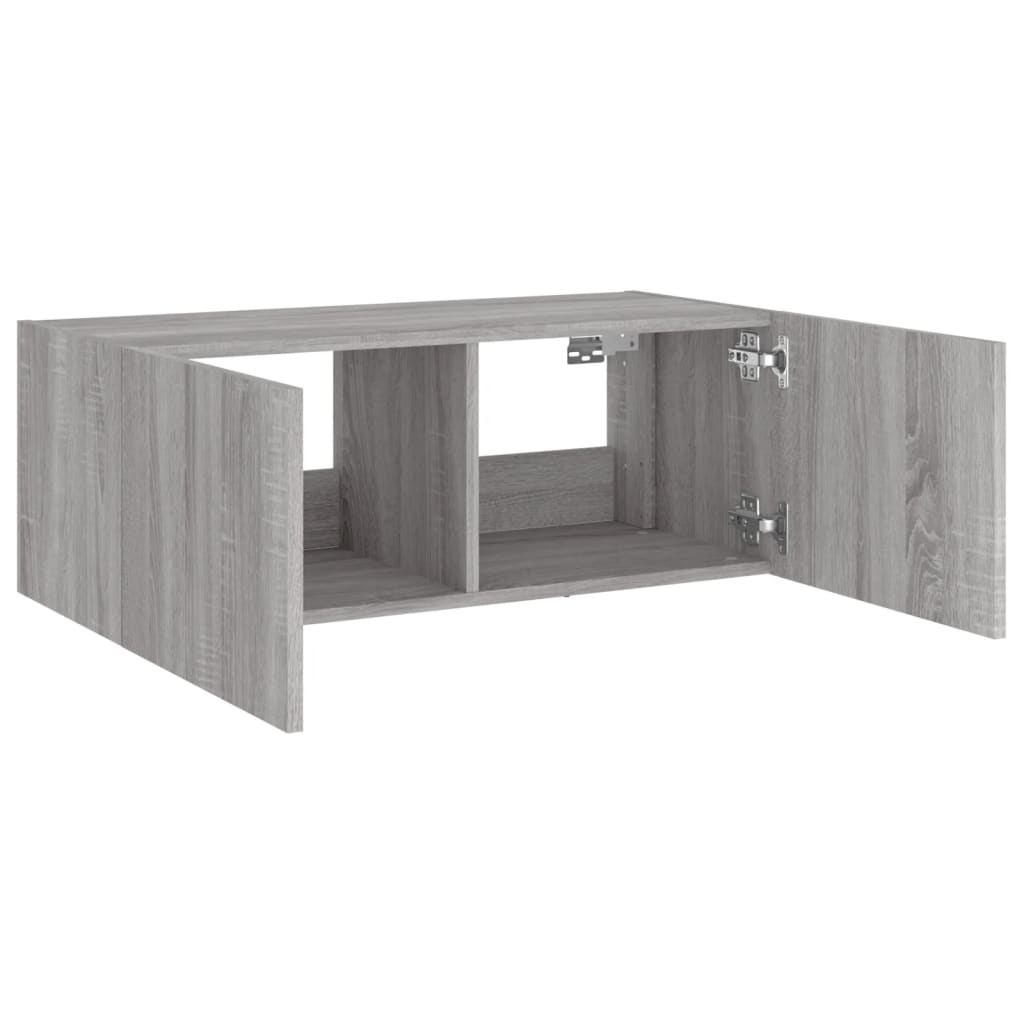 TV-Wandschrank mit LED-Leuchten Grau Sonoma 80x35x31 cm