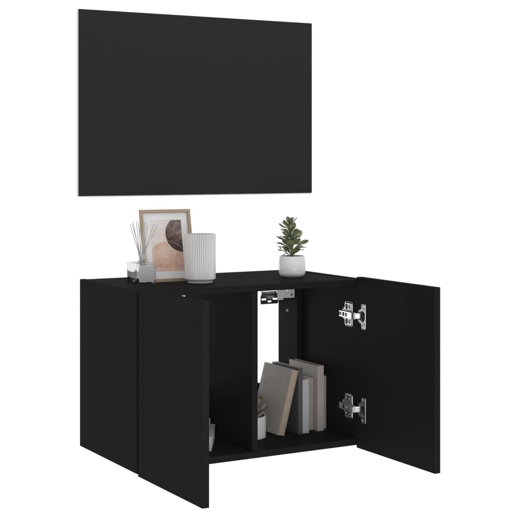 TV-Wandschrank mit LED-Leuchten Schwarz 60x35x41 cm