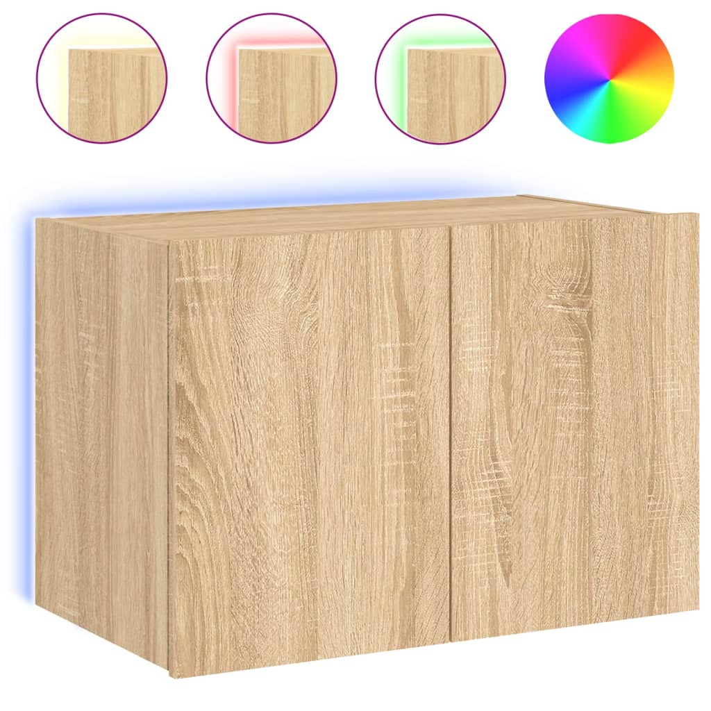 TV-Wandschrank mit LED-Leuchten Sonoma-Eiche 60x35x41 cm