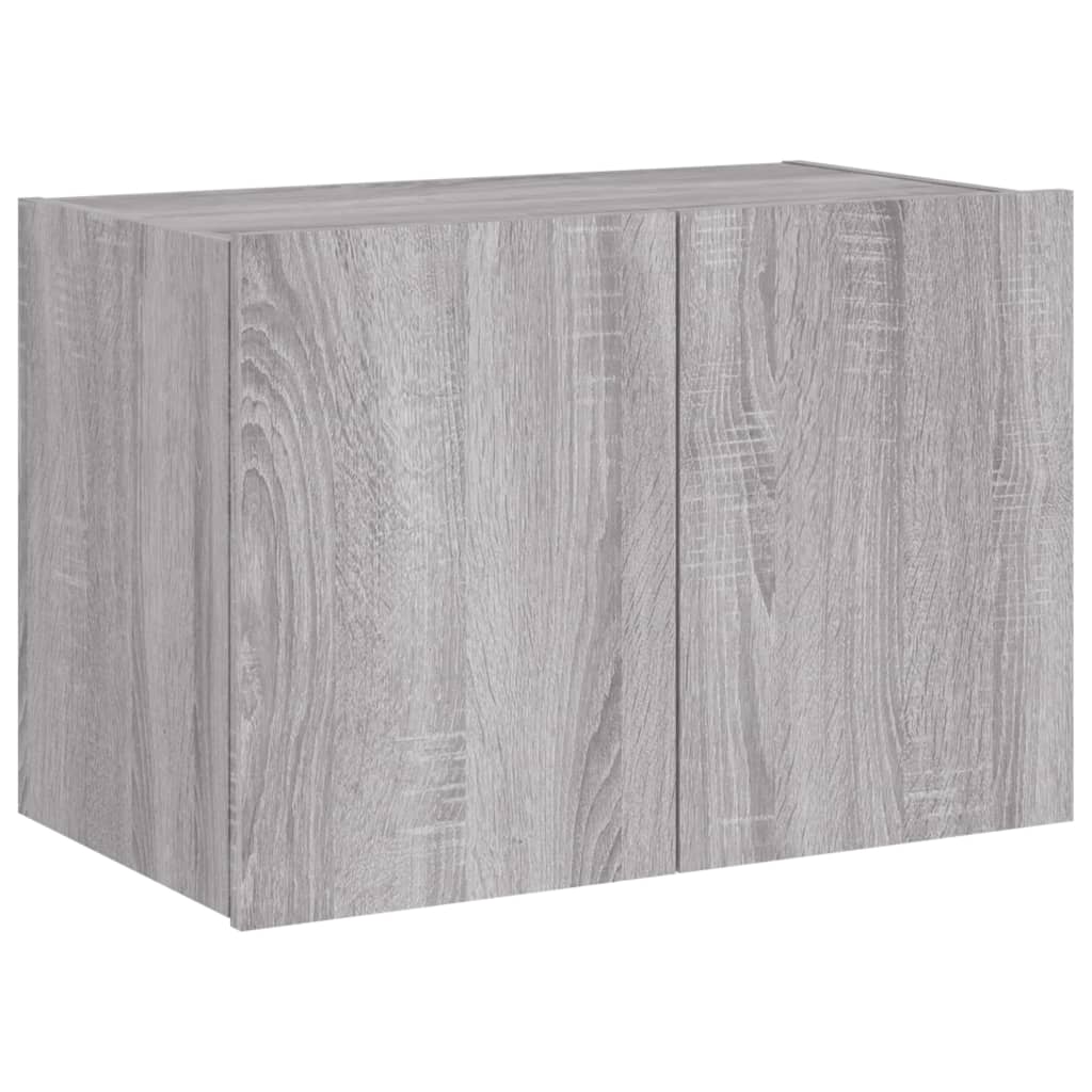 TV-Wandschrank mit LED-Leuchten Grau Sonoma 60x35x41 cm