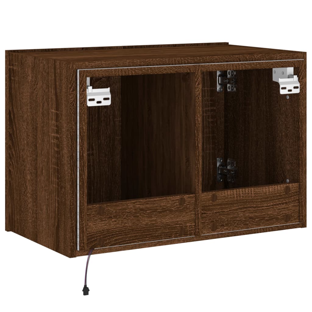 TV-Wandschrank mit LED-Leuchten Braun Eichen-Optik 60x35x41 cm