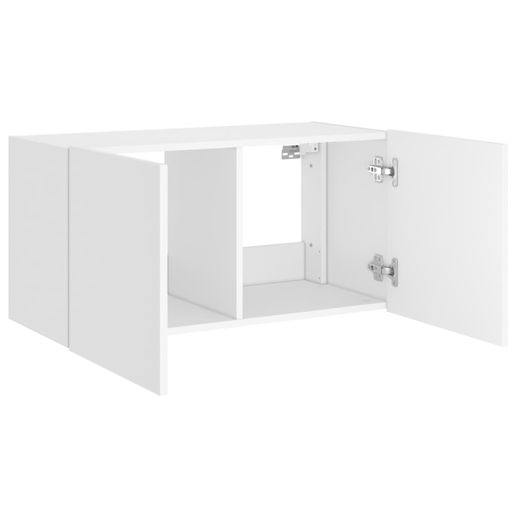 TV-Wandschrank mit LED-Leuchten Weiß 80x35x41 cm