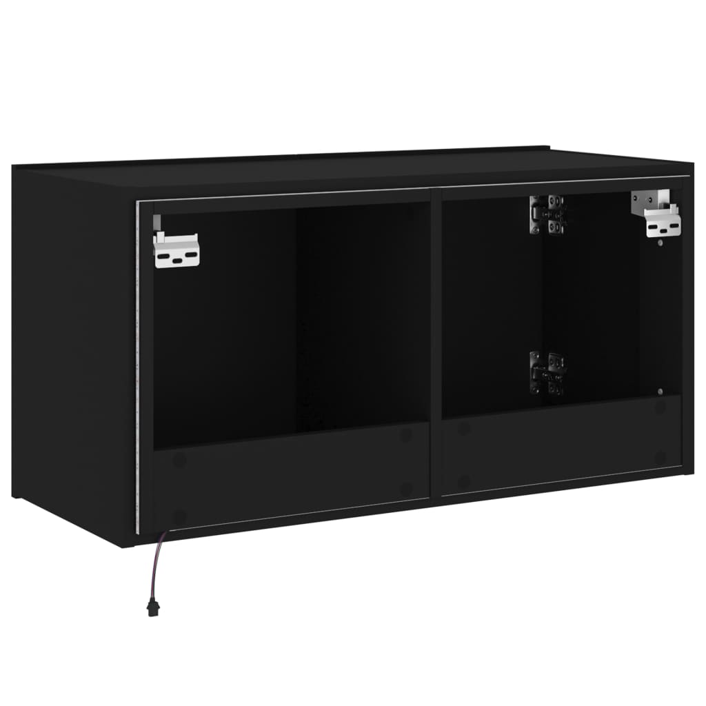 TV-Wandschrank mit LED-Leuchten Schwarz 80x35x41 cm