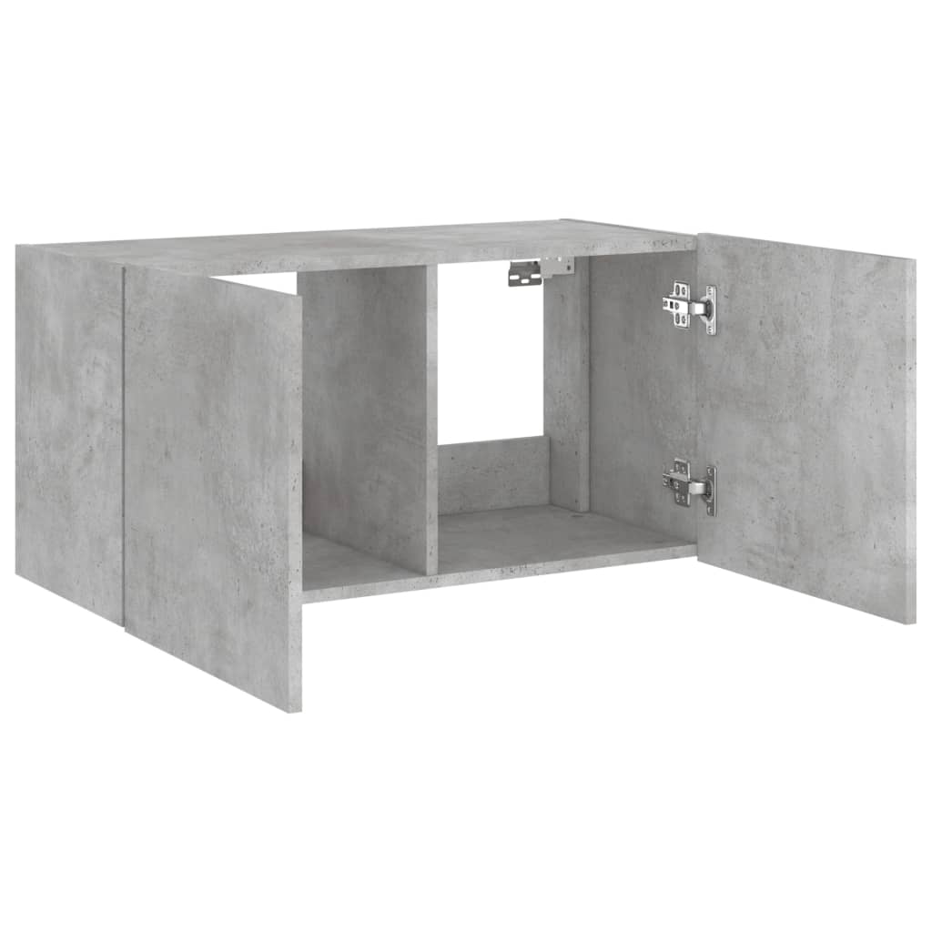 TV-Wandschrank mit LED-Leuchten Betongrau 80x35x41 cm