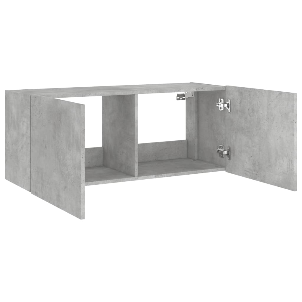 TV-Wandschrank mit LED-Leuchten Betongrau 100x35x41 cm