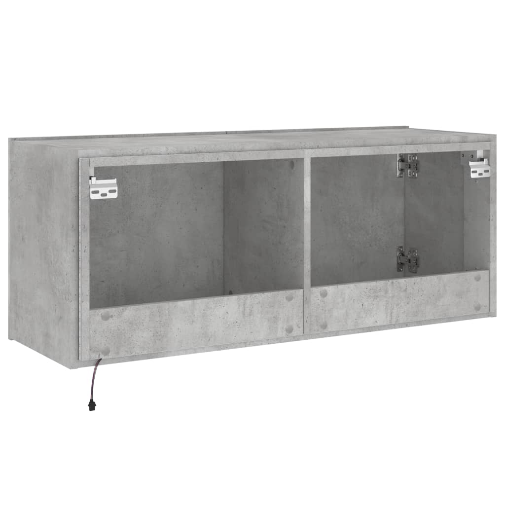 TV-Wandschrank mit LED-Leuchten Betongrau 100x35x41 cm