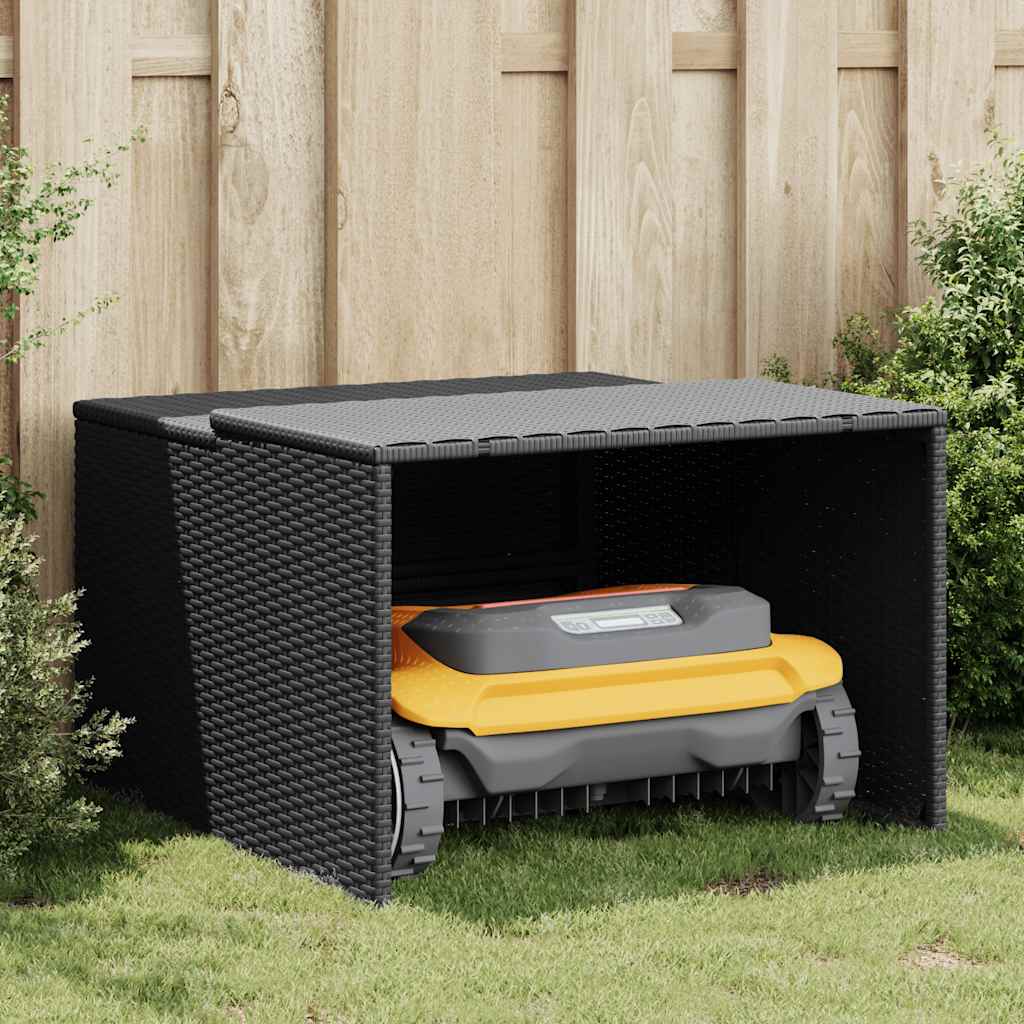 Mähroboter-Garage Schwarz 86x90x52/57 cm Poly Rattan