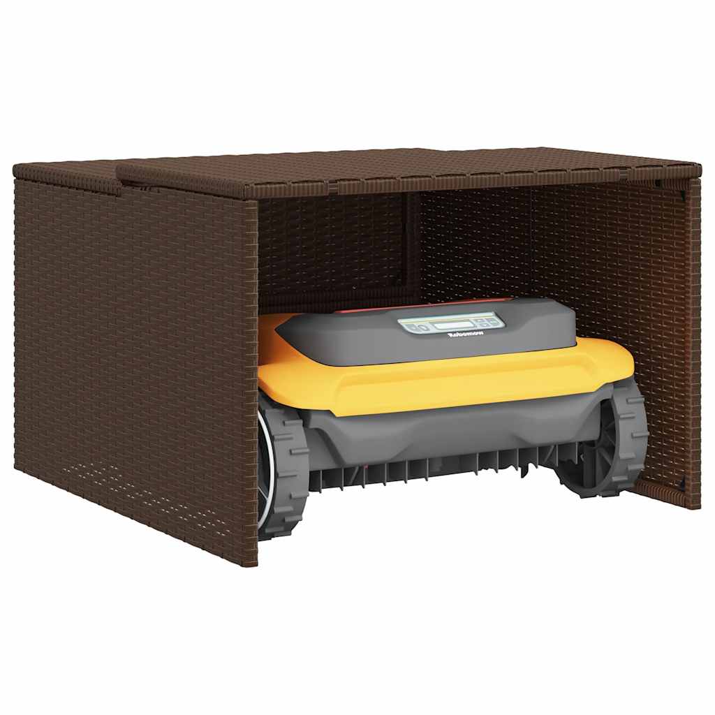 Mähroboter-Garage Braun 86x90x52/57 cm Poly Rattan