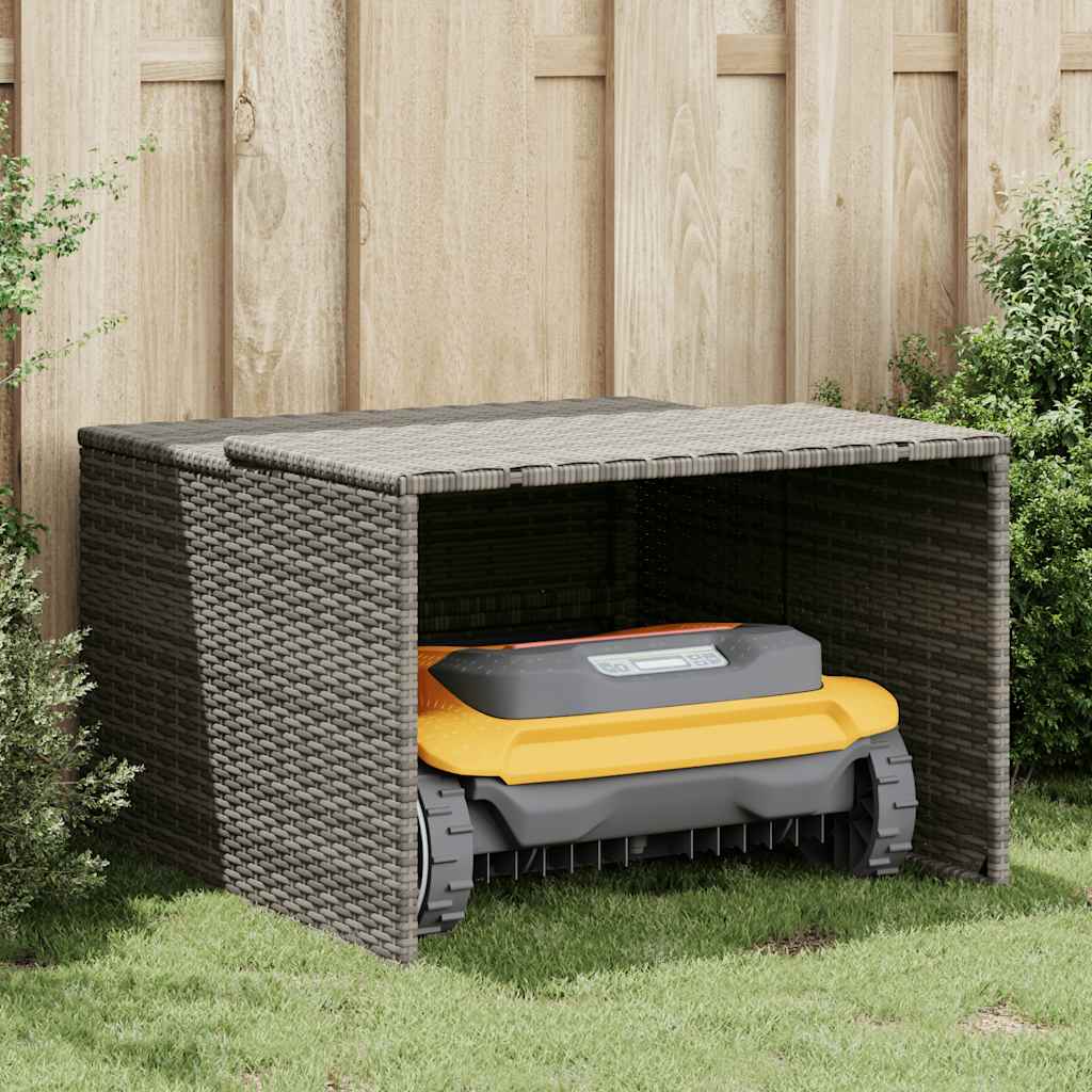 Mähroboter-Garage Grau 86x90x52/57 cm Poly Rattan