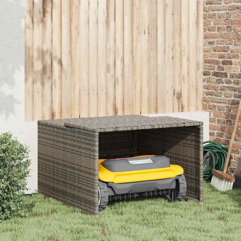 Mähroboter-Garage Grau 86x90x52/57 cm Poly Rattan
