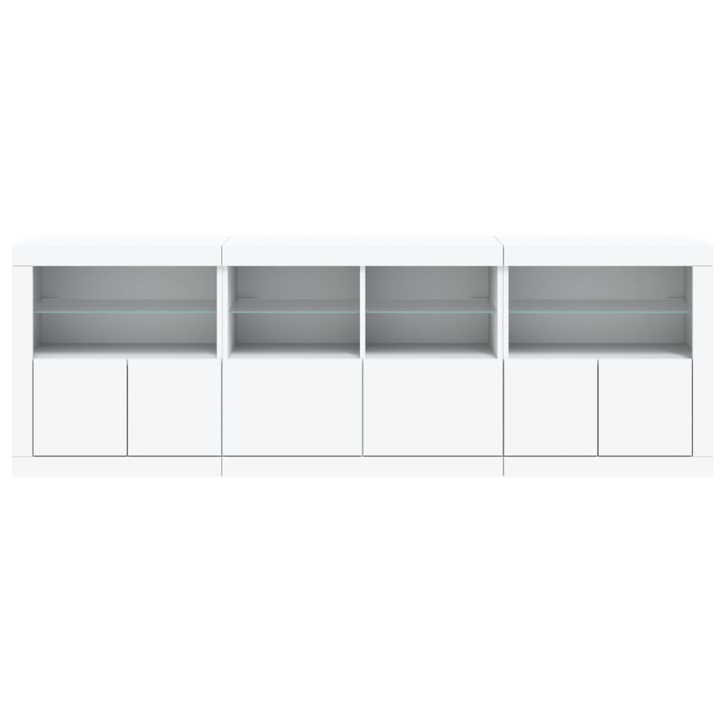Sideboard mit LED-Leuchten Weiß 202x37x67 cm