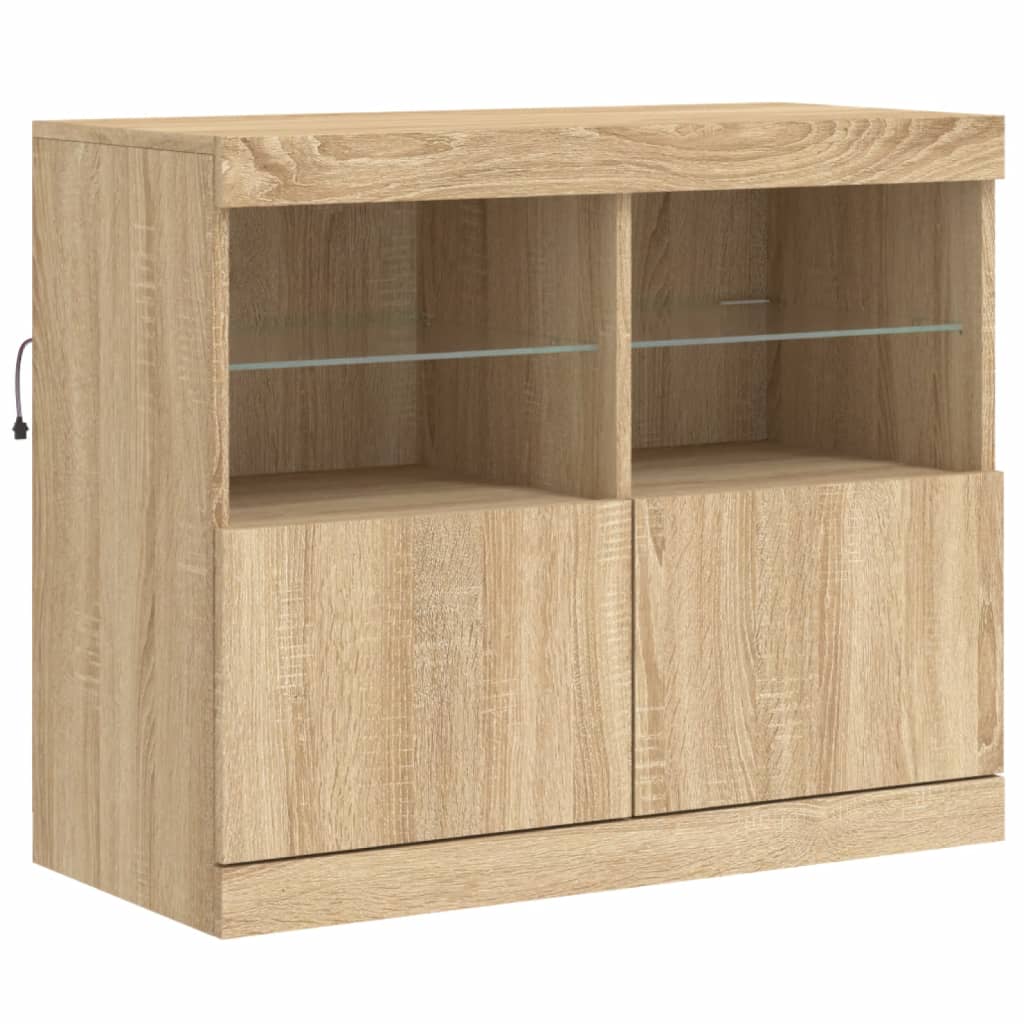 Sideboard mit LED-Leuchten Sonoma-Eiche 202x37x67 cm