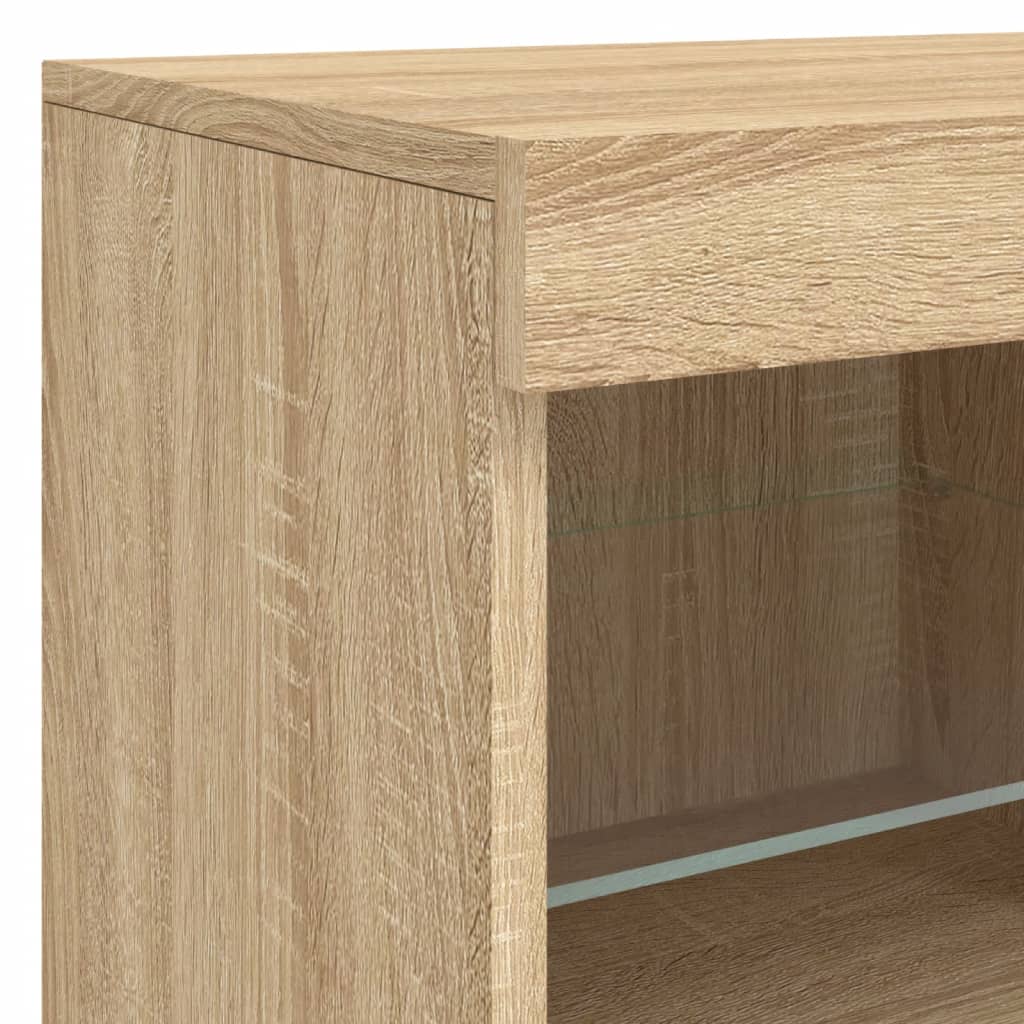 Sideboard mit LED-Leuchten Sonoma-Eiche 202x37x67 cm