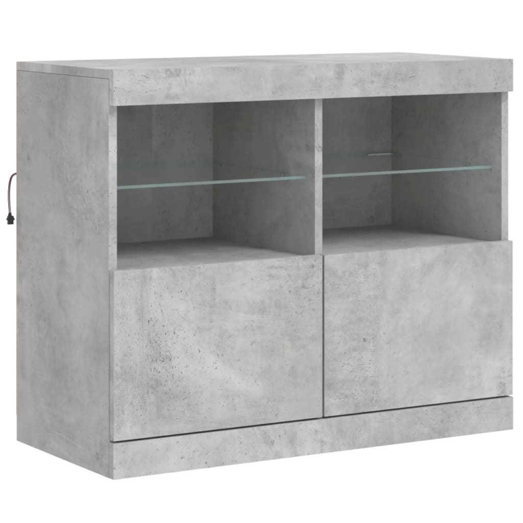 Sideboard mit LED-Leuchten Betongrau 202x37x67 cm