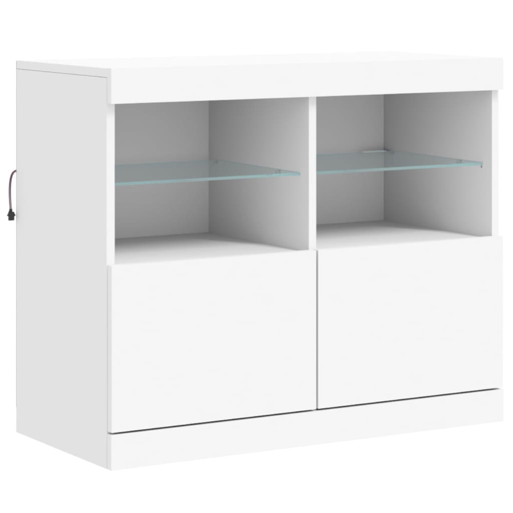 Sideboard mit LED-Leuchten Weiß 283x37x67 cm