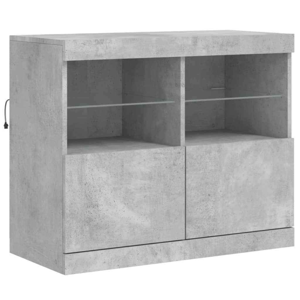Sideboard mit LED-Leuchten Betongrau 283x37x67 cm