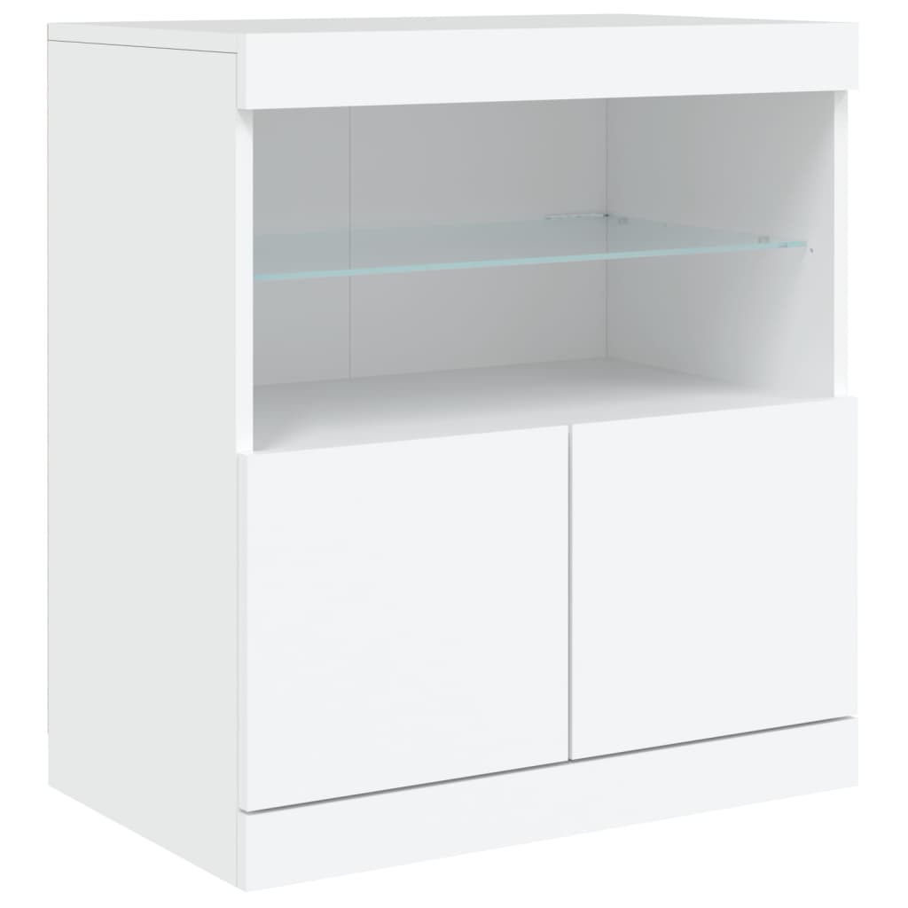 Sideboard mit LED-Leuchten Weiß 283x37x67 cm