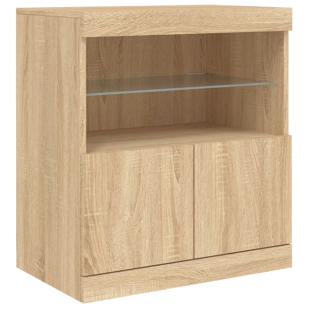 Sideboard mit LED-Leuchten Sonoma-Eiche 283x37x67 cm