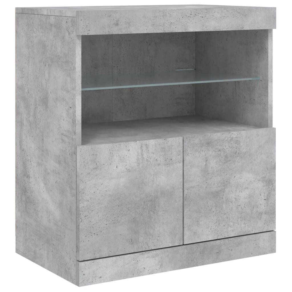 Sideboard mit LED-Leuchten Betongrau 283x37x67 cm