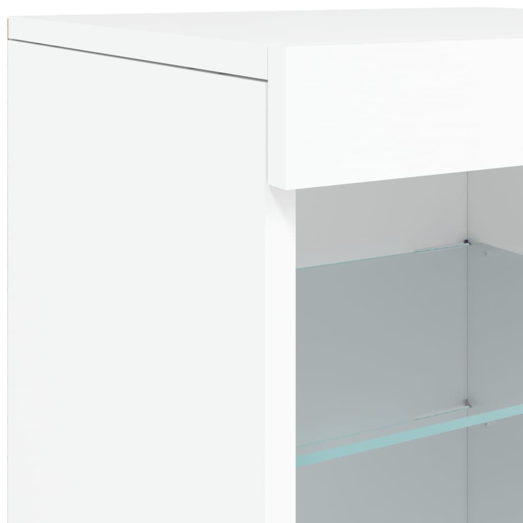 Sideboard mit LED-Leuchten Weiß 162x37x67 cm