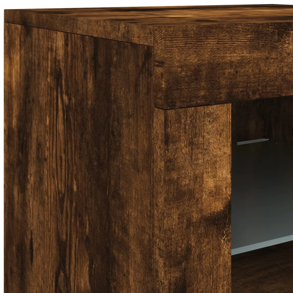 Sideboard mit LED-Leuchten Räuchereiche 164x37x67 cm