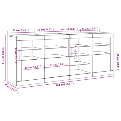 Sideboard mit LED-Leuchten Grau Sonoma 164x37x67 cm