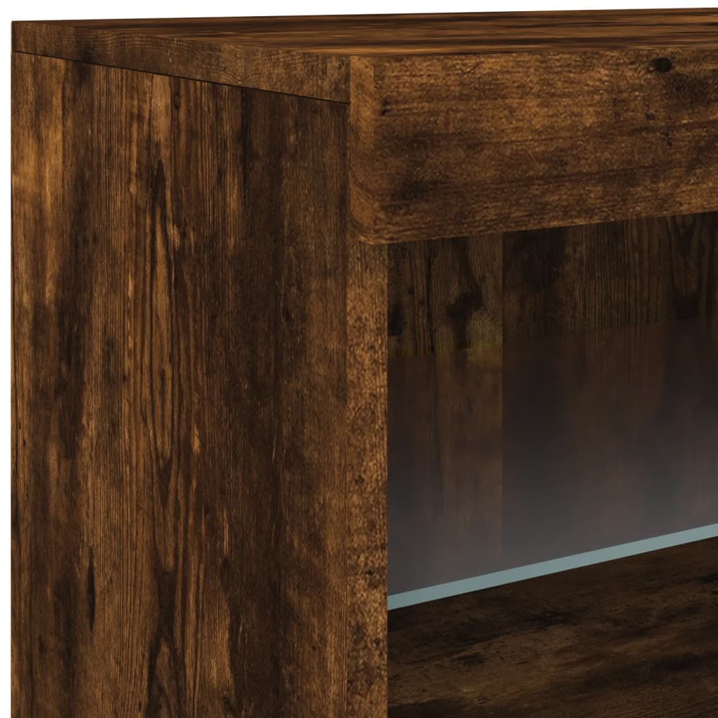 Sideboard mit LED-Leuchten Räuchereiche 142,5x37x67 cm