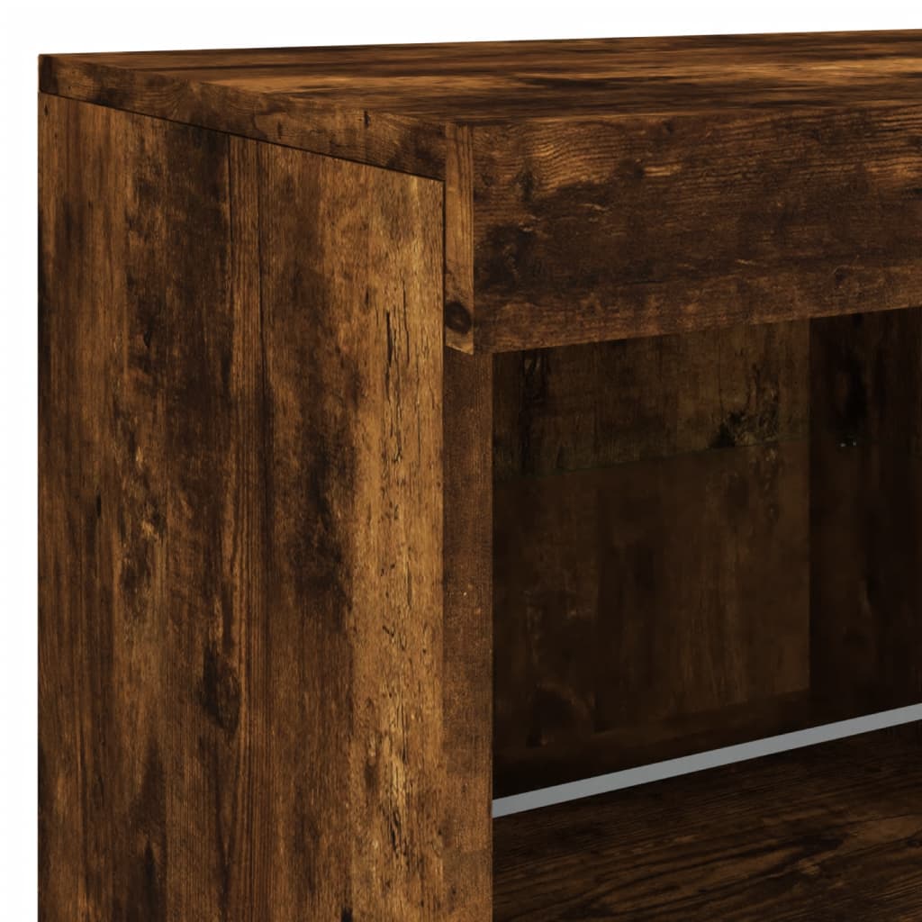 Sideboard mit LED-Leuchten Räuchereiche 163x37x67 cm