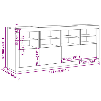 Sideboard mit LED-Leuchten Grau Sonoma 163x37x67 cm