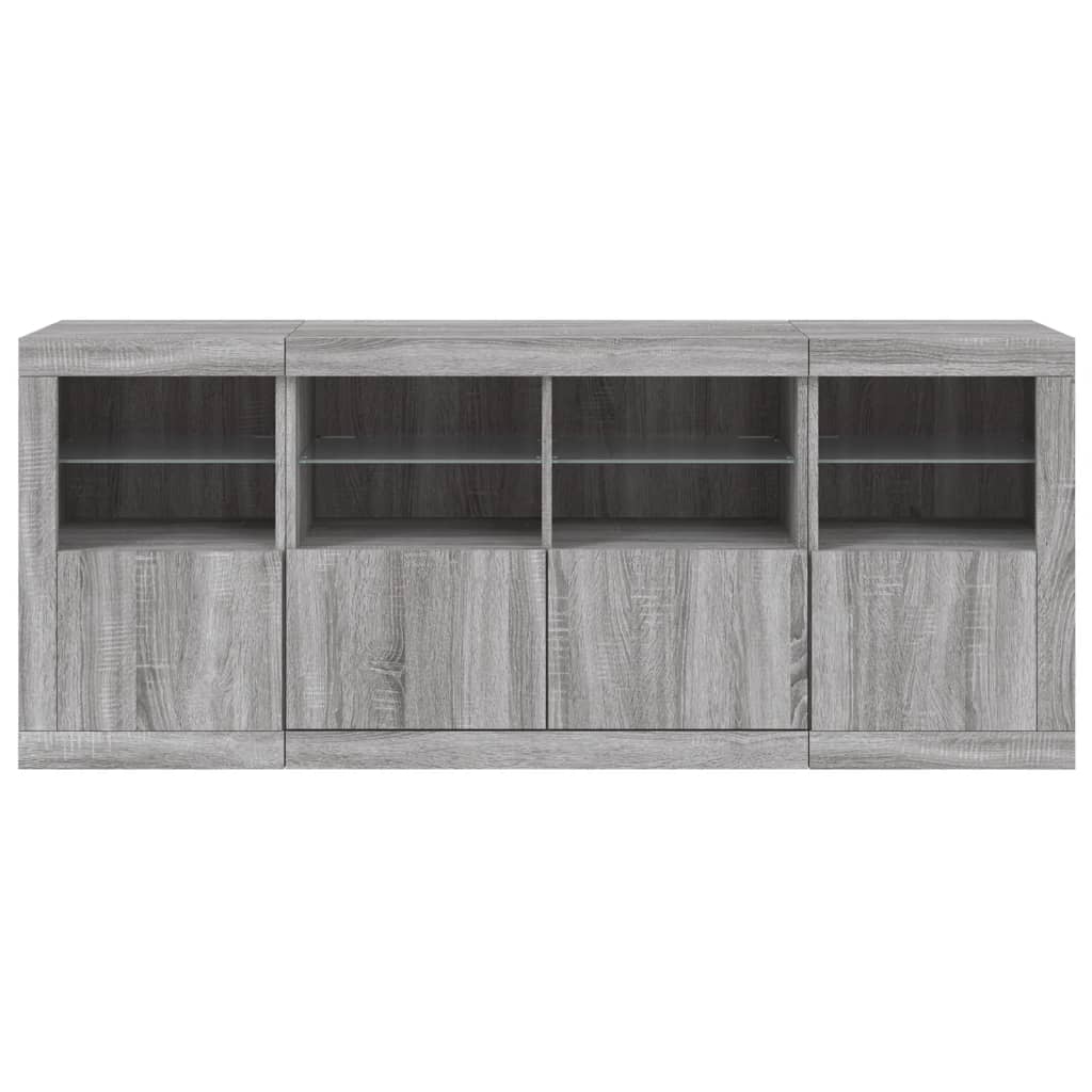Sideboard mit LED-Leuchten Grau Sonoma 163x37x67 cm