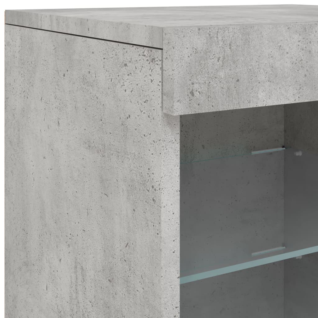 Sideboard mit LED-Leuchten Betongrau 123x37x67 cm