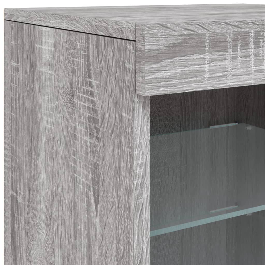 Sideboard mit LED-Leuchten Grau Sonoma 123x37x67 cm