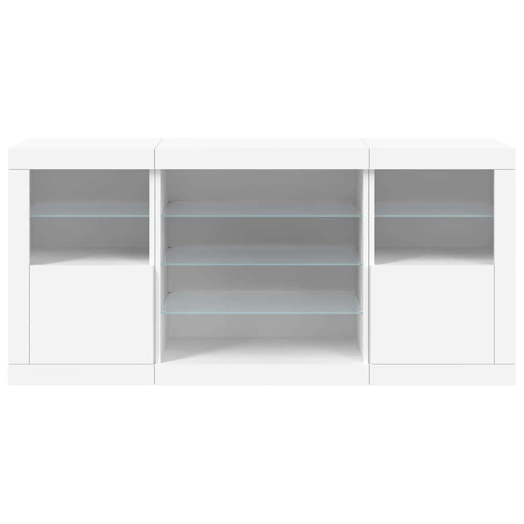 Sideboard mit LED-Leuchten Weiß 142,5x37x67 cm