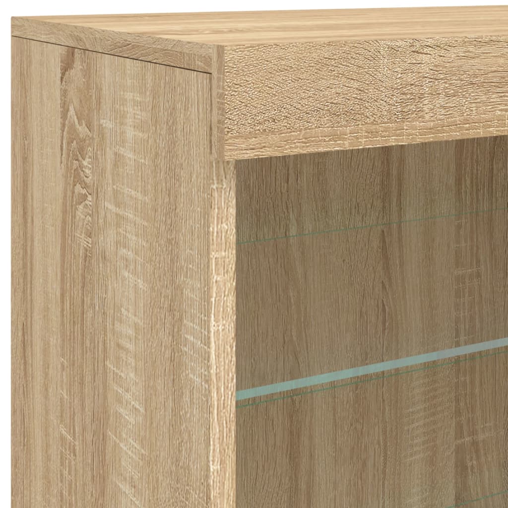 Sideboard mit LED-Leuchten Sonoma-Eiche 142,5x37x67 cm