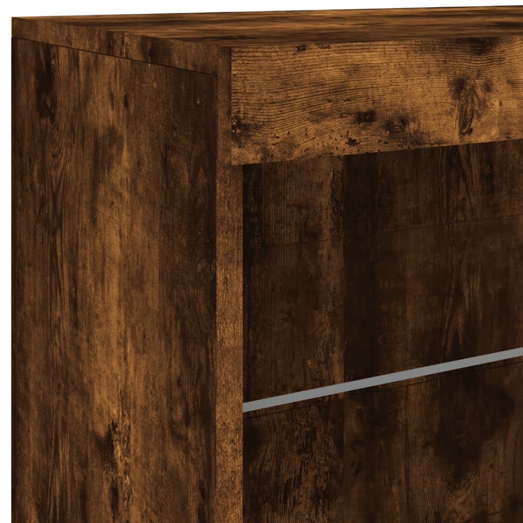 Sideboard mit LED-Leuchten Räuchereiche 142,5x37x67 cm