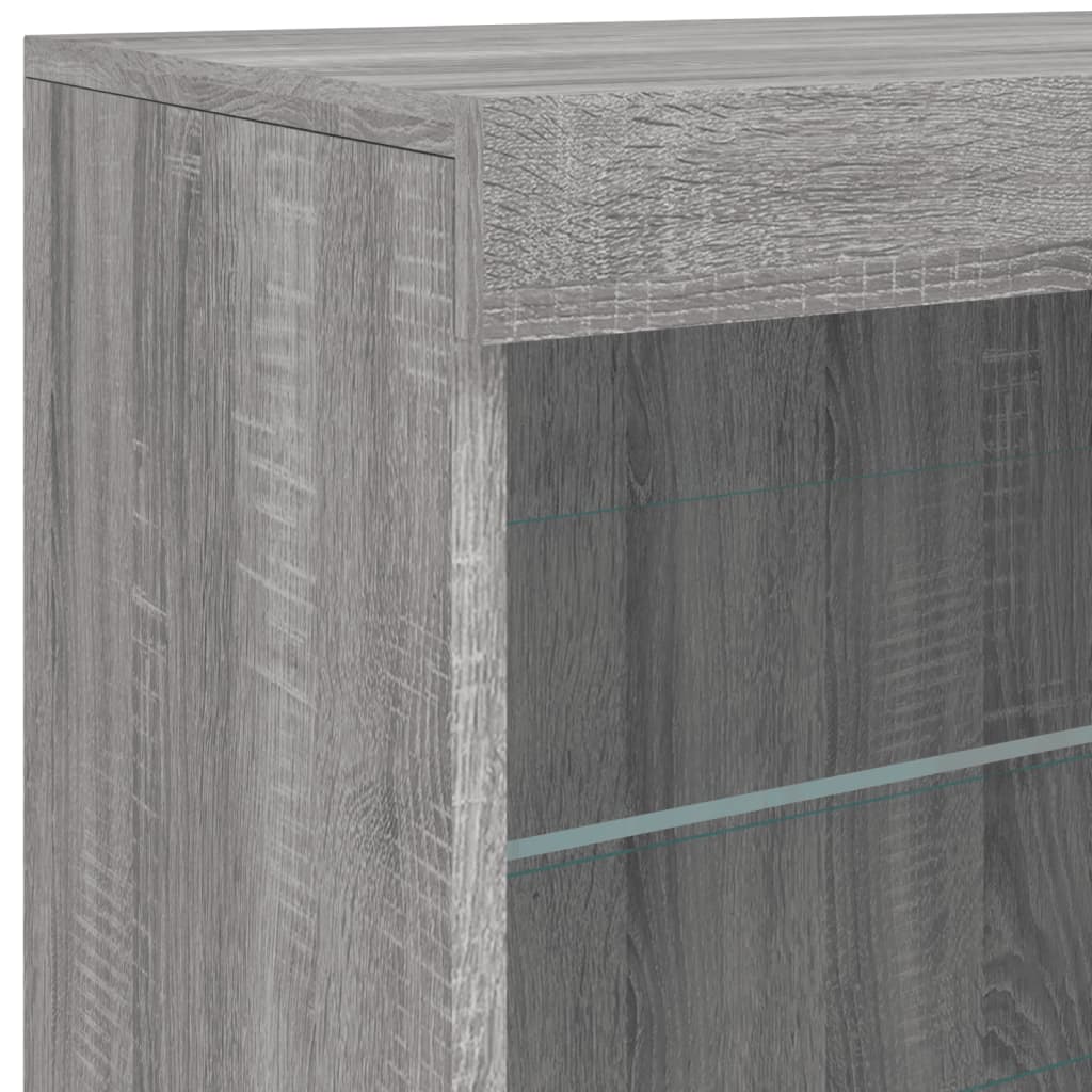 Sideboard mit LED-Leuchten Grau Sonoma 142,5x37x67 cm