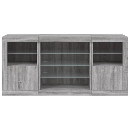 Sideboard mit LED-Leuchten Grau Sonoma 142,5x37x67 cm