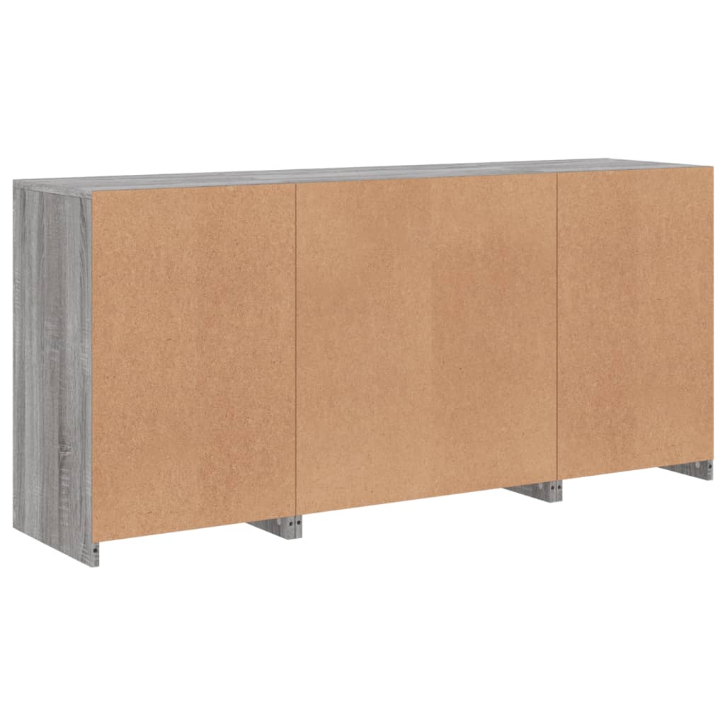 Sideboard mit LED-Leuchten Grau Sonoma 142,5x37x67 cm
